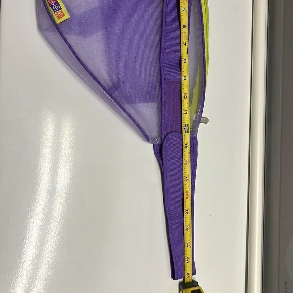 Girlfitti Purple Mesh Velcro Adjustable Body Bag w/ Mesh Wallet & Yellow Zippers